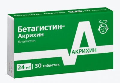 Купить бетагистин-акрихин, таблетки 24мг, 30 шт в Бору