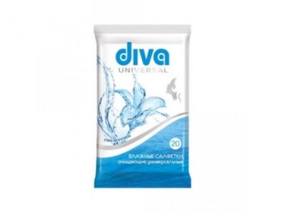 Купить diva (дива) салфетки влажные очищающие универсальные, 20 шт в Бору