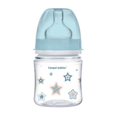 Купить canpol (канпол) бутылочка пластиковая easystart newborn антиколиковая с широким горлом с рождения, 120 мл голубая в Бору