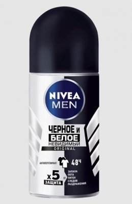 Купить nivea (нивея) для мужчин дезодорант шариковый невидимый черное и белое original, 50мл в Бору