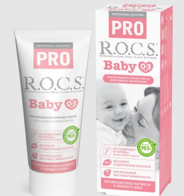 Купить рокс (r.o.c.s) зубная паста для детей про беби минеральная защита и нежный уход, 45г в Бору