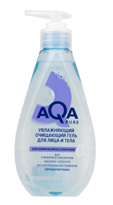 Купить aqa рure (аква пьюр) гель для лица и тела увлажняющий очищающий для нормальной и сухой кожи, 250 мл в Бору