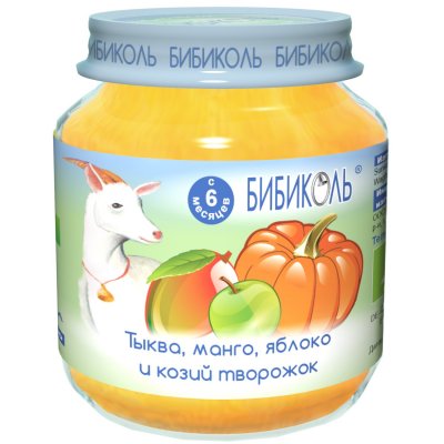 Купить бибиколь пюре тыква/манго/яблоко/козий творожок 125г  в Бору