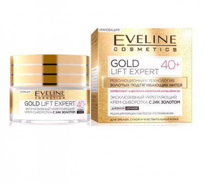 Купить eveline (эвелин) крем-сыворотка для лца укрепляющая 40+ gold lift expert 50мл в Бору