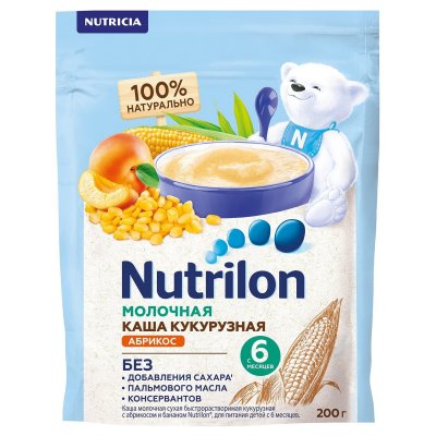 Купить nutrilon (нутрилон) каша молочная кукурузная с абрикосом с 6 месяцев, 200г в Бору