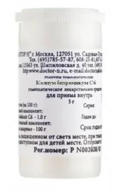 Купить калиум бихромикум с6 гомеопатический монокомпонентный препарат природного происхождения 5 гр гранулы гомеопатические в Бору