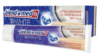 Купить бленд-а-мед (blend a med)зубная паста 3d вайт отбеливание и бережная чистка с кокосовым маслом 100мл в Бору
