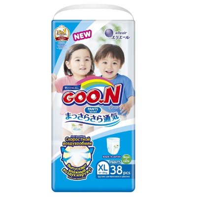 Купить goo.n (гуун) подгузники-трусики для мальчиков и для девочек xl 12-20кг 38 шт в Бору