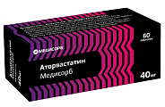 Купить аторвастатин медисорб, таблетки покрытые пленочной оболочкой 40 мг, 60 шт в Бору