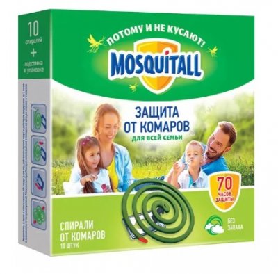 Купить mosquitall (москитолл) универсальная защита спирали от комаров, 10 шт  в Бору
