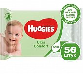 Купить huggies (хаггис) салфетки влажные для детей ультра комфорт алоэ 56шт в Бору