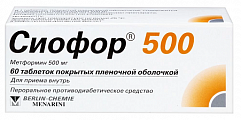 Купить сиофор 500, таблетки, покрытые пленочной оболочкой 500мг, 60 шт в Бору