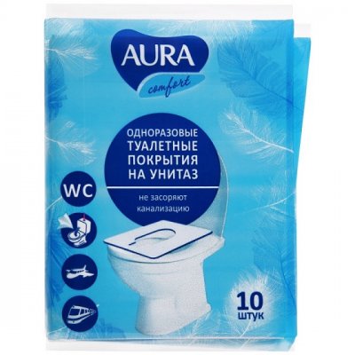 Купить aura (аура) покрытие на сиденье унитаза одноразовое бумажное 10шт в Бору