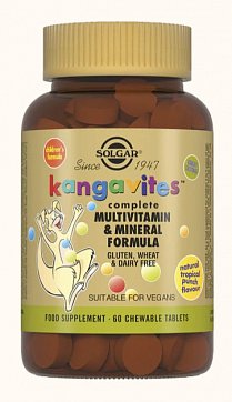 Solgar (Солгар) Кангавитес с мультивитаминами и минералами, таблетки жевательные со вкусом тропических фруктов, 60 шт БАД