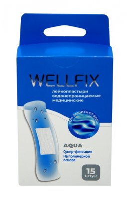 Купить пластырь веллфикс (wellfix) водонепроницаемый медицинский на полимерной основе aqua, 15 шт в Бору