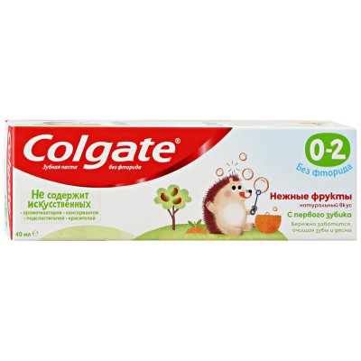 Купить колгейт (colgate) зубная паста детская без фтора с 0-2 лет нежные фрукты, 40мл в Бору