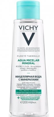 Купить виши пюр термаль (vichy purete thermale) мицеллярная вода с минералами для жирной и комбинированной кожи 200мл в Бору