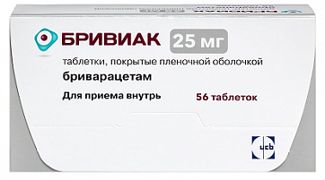 Бривиак, таблетки, покрытые пленочной оболочкой 25мг, 56 шт