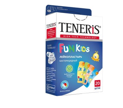 Купить пластырь teneris fun kids бактерицидный на полимерной основе с рисунком, 20 шт в Бору