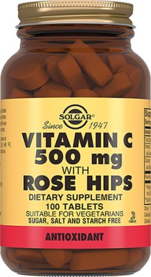 Купить solgar (солгар) витамин с 500мг с шиповником, таблетки 100 шт бад в Бору