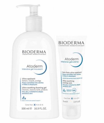 Купить bioderma atoderm (биодерма) набор: очищение и уход атодерм гель интенсив, 500 мл+ атодерм гель-крем, 75 мл. в Бору