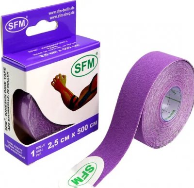 Купить лента (тейп) кинезиологическая sfm-plaster на хлопковой основе  2,5см х 5м фиолетовый в Бору
