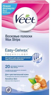 Купить вит (veet) восковые полоски для депиляции для чувствительной кожи easy gel-wax, 20 шт  в Бору