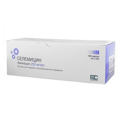 Купить селемицин, р-р д/инф и в/м введ 250 мг/мл амп 2мл №100 (medochemie, кипр) в Бору