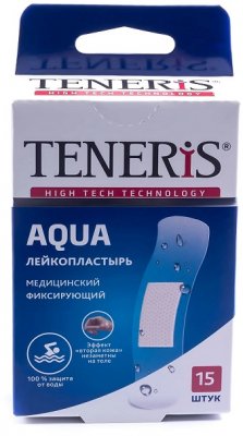 Купить пластырь teneris aqua (тенерис) водостойкий фиксирующий полимерная основа, 15 шт в Бору
