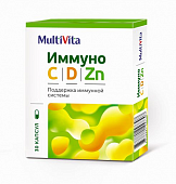 Купить multivita (мультивита) иммуно с,d,zn, капсулы 30шт бад в Бору