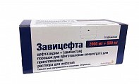 Купить завицефта, порошок для приготовления концентрата для приготовления раствора для инфузий 2000мг+500мг, флаконы 10шт в Бору
