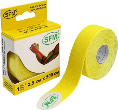 Купить лента (тейп) кинезиологическая sfm-plaster на хлопковой основе  2,5см х 5м желтый в Бору