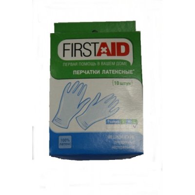 Купить перчатки first aid смотр. н/стер. латекс. опудр., m №10 в Бору