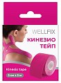 Купить бинт кинезио тейп веллфикс (wellfix) 5х5см розовый в Бору