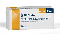 Купить леветирацетам-вертекс, таблетки покрытые пленочной оболочкой 500 мг, 60 шт в Бору