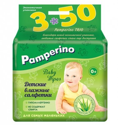 Купить pamperino (памперино) салфетки влажные детские, 50шт 3 упаковки в Бору