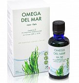 Купить омега-3 омега дель мар (omega dei mar) из морских водорослей, жидкость флакон 50мл бад в Бору