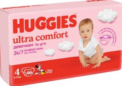 Купить huggies (хаггис) подгузники ультра комфорт для девочек 8-14кг 66 шт в Бору