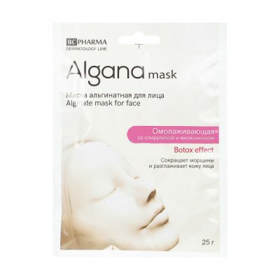 Купить альгана маск (alganamask) маска для лица альгинатная омолаживающая со спирулиной, 1 шт в Бору