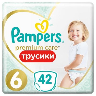 Купить pampers premium care (памперс) подгузники-трусы 6 эксра лэдж 15+ кг, 42шт в Бору