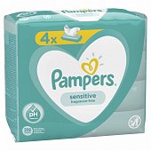 Купить pampers sensitive (памперс) салфетки влажные, 52шт (в комплекте 4 упаковки) в Бору