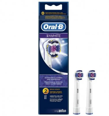 Купить oral-b (орал-би) насадки для электрических зубных щеток, насадка 3d white отбеливающие 2 шт в Бору