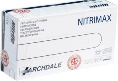 Купить перчатки archdale nitrimax смотровые нитриловые нестерильные неопудренные текстурные размер хs, 100 шт белые в Бору