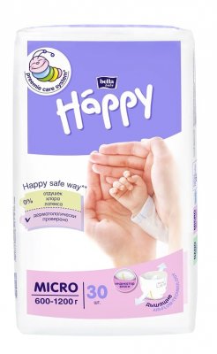 Купить bella baby happy (белла) подгузники для недоношенных детей размер микро 600-1200г, 30 шт в Бору
