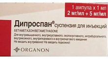 Купить дипроспан, суспензия для инъекций 2мг+5мг/мл, ампула 1мл в Бору