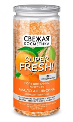 Купить фитокосметик свежая косметика соль для ванны морская антицеллюлитная с маслом апельсина, 480г в Бору