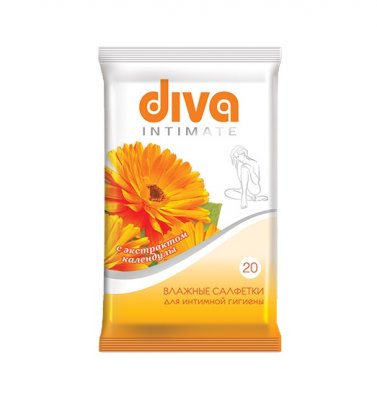 Купить diva (дива) салфетки влажные для для интимной гигиены с календулой, 20 шт в Бору