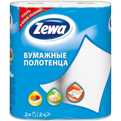 Купить полотенца бумажные zewa (зева) белые двухслойные, 2шт в Бору