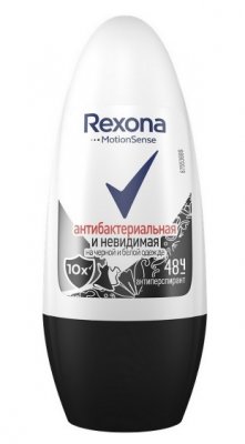 Купить rexona (рексона) антиперспирант-шарик антибактериальная+невидимая на черном и белом, 50мл в Бору