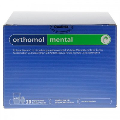 Купить orthomol mental (ортомол ментал), саше (порошок+капсулы 3шт), 30шт бад/на 30 дней в Бору